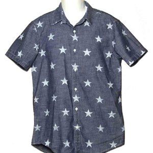 Ralph Lauren Denim & Supply Shirt Blue White Stars Pattern Men's Size M
